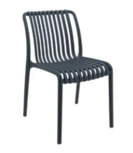 Slatted Charcoal Poly Outdoor Dining Chair - Set of 8