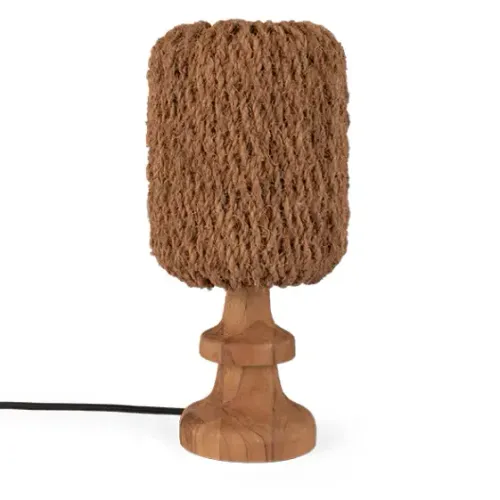 LP 0113 - Table Lamp - Rustic Natural Teak Base with Rope Shade