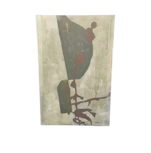 AW 9207- Abstract Pattern Earthy Tones on Jungle Green Oversized Canvas