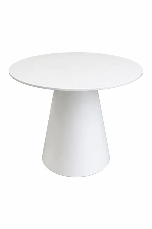 DT 0430 - Dining Table - Gloss White Circular 4 Seater with Conical Base