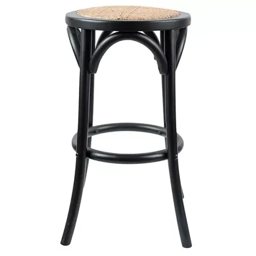 STL 0012 - Counter Stool - Bentwood Black Timber with Rattan Seat