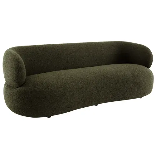 SF 0019 - Sofa - 3 Seater - Curved Profile Olive Green Boucle