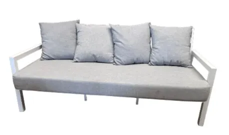 OD SF 9014 - Outdoor - Sofa - 3 Seater White Aluminium Frame with Grey Cushions