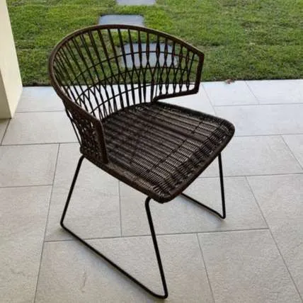 OD DC 4085 - Outdoor - Dining Chair - Curved Back Brown Wrapped Steel with Black Metal Legs