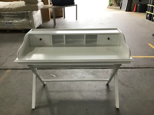 DSK 4137 - Desk - 2 Drawer White Timber Study Desk 