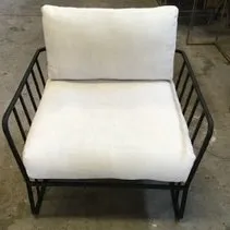 OD SC 6211 - Outdoor - Arm Chair - Black Aluminium Piped Frame with Ivory Linen Cushions