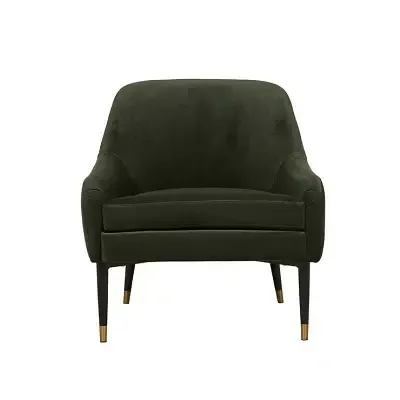 OC 0037 - Alma Cypress Green Velvet Occasional Chair with Gold Tip Black Legs