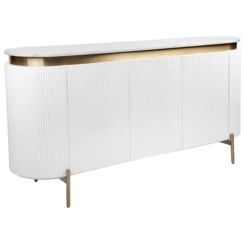 BF 0027 - Luxe Range White Contemporary Curved Buffet with Marble Top