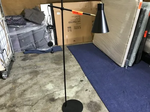 FL 9999 - Floor Lamp - Black with Gold Accents & Cone Shade