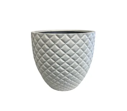ACC 60001 - Diamond Cut White Circular Plant Pots
