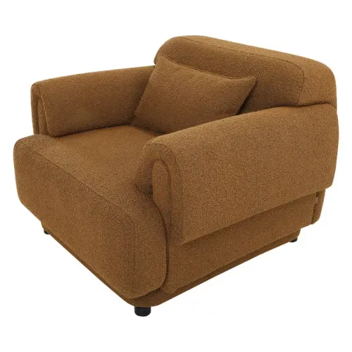 OC 0046 - Occasional Chair - Honey Boucle Arm Chair with Folded Arm Rests