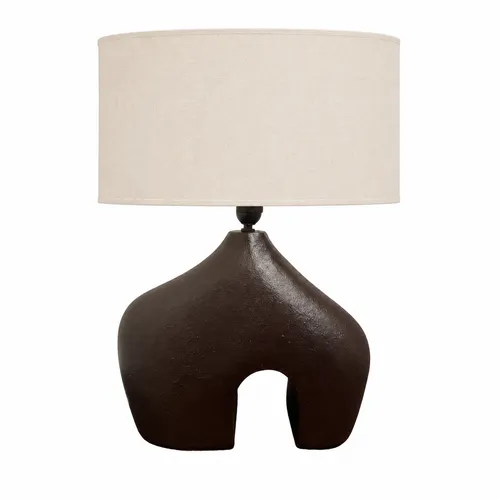LP 0151 - Table Lamp - Chocolate Brown Painted Abstract Base with White Shade