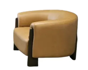 OC 1237 - Occasional Chair - Fawn Faux Leather with Timber Detailing