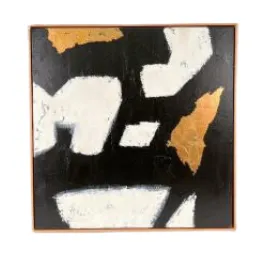 AW 8090 - Artwork Med - Abstract Canvas Black Ivory Gold 