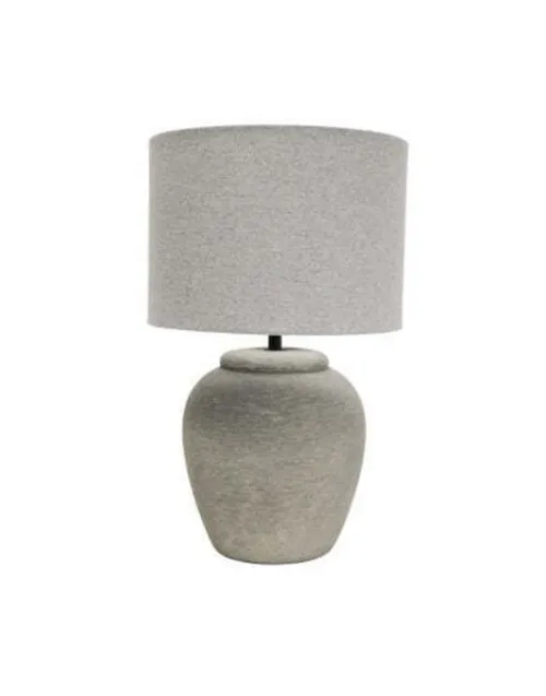 LP 0123 - Table Lamp - Grey Concrete Textured with White Drum Shade