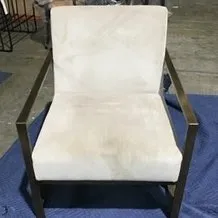 OC 6121 - Beige Fabric & Brass Metal Framed Occasional Chair