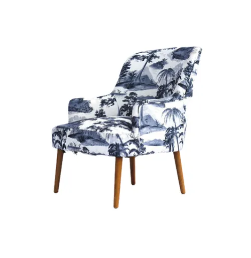 OC 1005 - Occasional Chair - Blue & White Nature Pattern High Back 