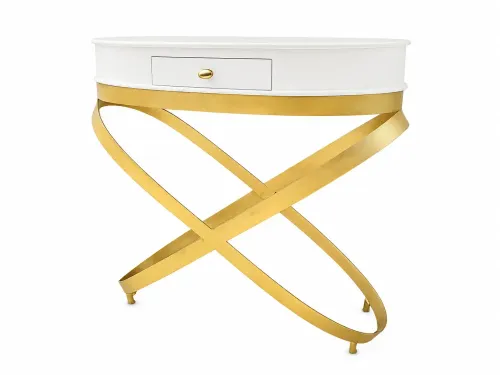 CN 0012 - White Timber Console with gold Legs