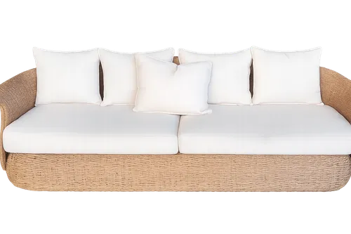 OD SF 2501 - Outdoor - Sofa - Catalina 3 Seater Natural Wicker with Ivory Seat Cushion