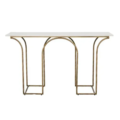 CN 0021 - Antique Brass Arch Design Frame with White Marble Top Console