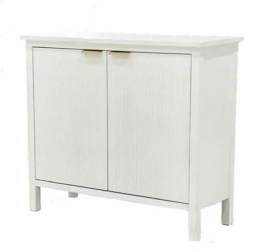 White Fluted 2 Drawer Large Bedside Cabinet - BST 1929