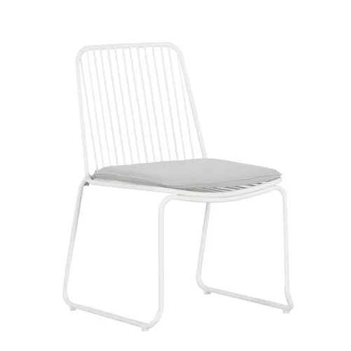 OD DC 0003 - Outdoor - Dining Chair - White Metal Frame with White Seat Cushion