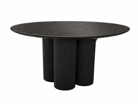 DT 0038 - Dining Table - Black Wood Fluted Tripod Pedestal Base