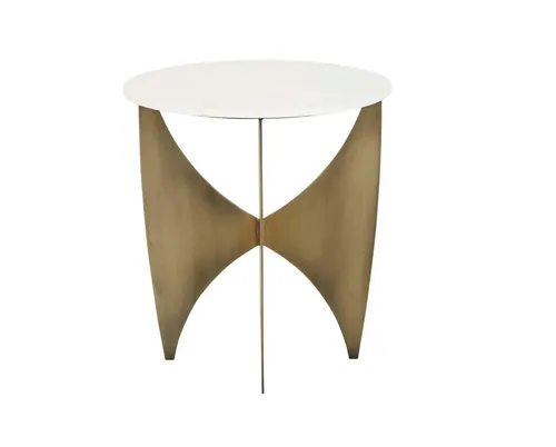 ST 1004 - Side Table - Metal Crescent Base with Marble Top