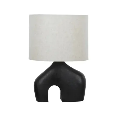 LP 0150 - Table Lamp - Contemporary Abstract Black Base with White Shade