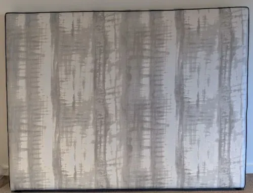 BH 4426 - Queen Bedhead - White/Silver Plush Fabric with Black Piping