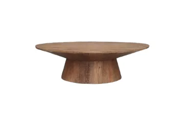 CT 0103 - Coffee Table - Retro Style Walnut Timber Oval on Sculptured Base