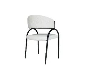 DC 0050 - Black Arch Framed Dining Chair with White Tweed Seat and Curved Back