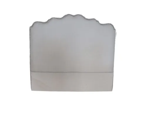 BH 4416 - Queen Bedhead - Beige Fabric Clam Shell with Studs
