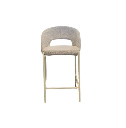 STL 0038 - Counter Stool - Grey Boucle Seat on White Legs