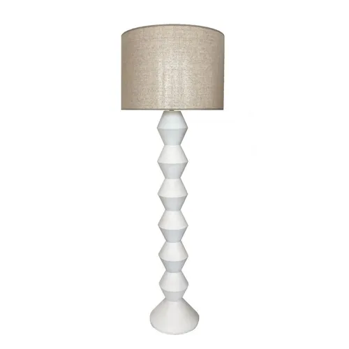 FL 7719 - Floor Lamp - Grey Accordion Standing with Beige Shade