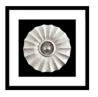 AW 4303 - Artwork - White & Silver Flat Fan with Black Background, White Border & Silver Frame