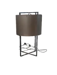 LP 0139 - Desk Lamp - Black Cross Frame with Drum Metal Gold Shade