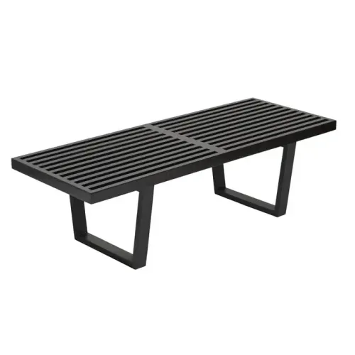 OTT 7098 - Ottoman - Black Slatted Timber Platform Bench - L 120cm H 35cm D47cm