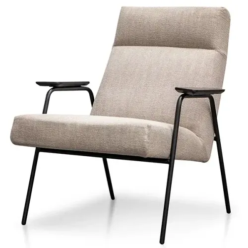 OC 7728 - Occasional Chair - Sandy Grey Fabric with Black Frame & Arm Rest Panels