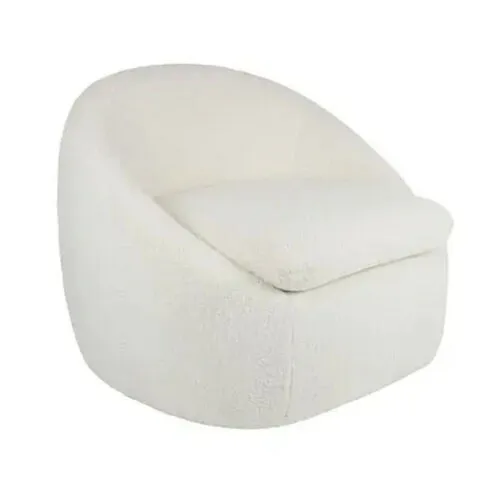 White Lamb Wool Textured Rounded Occasional Chair - OC9002
