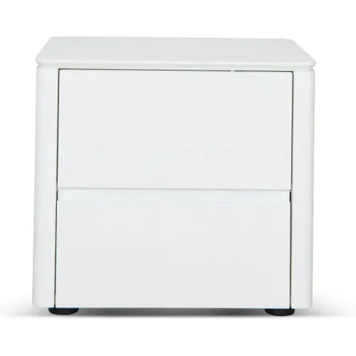 BST 0039 - Bedside Table - 2 Drawer - White Oak Veneer with Shaped Edges