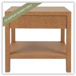 BST 5214 - Bedside Table - Single Drawer - Chiswick Natural/Tan Sea Grass Wrap