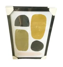 AW 9005 - Olive & Black Stones in Small Black Frame Artwork