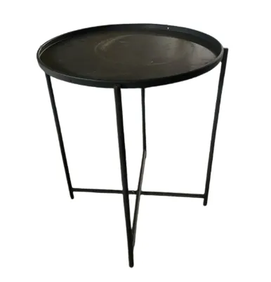 ST 6655 - Outdoor - Side Table - Grey Metal Circular Tray Top