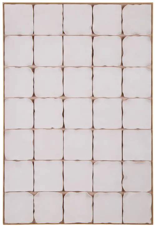 AW 0377 - Artwork - Large - Off White/Dusty Beige Painted Tile Large Wall Art