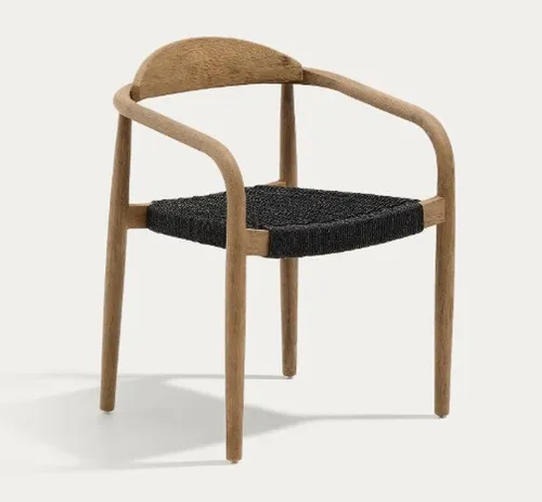 OD DC 0026 - Outdoor Dining Chair - Glynis Acacia Wood with Dark Grey Rope Seat