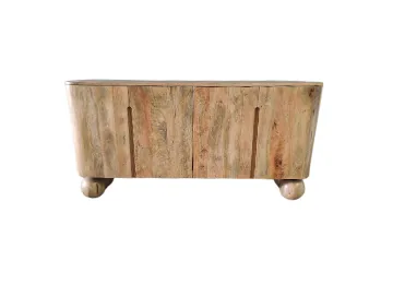 BF 0026 - Natural Mango-Wood 4 Drawer Buffet/Sideboard on Spherical Legs