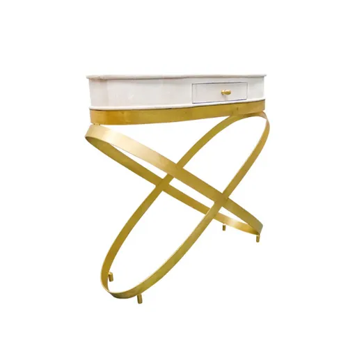 CN 0012 - White Wash Timber Console with Brass Legs