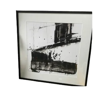 AW 4324 - Artwork - Medium - Black & White Abstract Paint Strokes