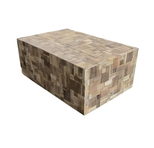 CT 4145 - Coffee Table - Timber Blocks with Floating Glass Top
